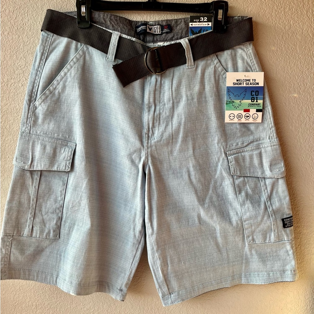 Men Belted Short Light blue Stretch Size 32